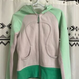 Lululemon Scuba Mint Green and Light Pink Zip Up Hoodie Size 6